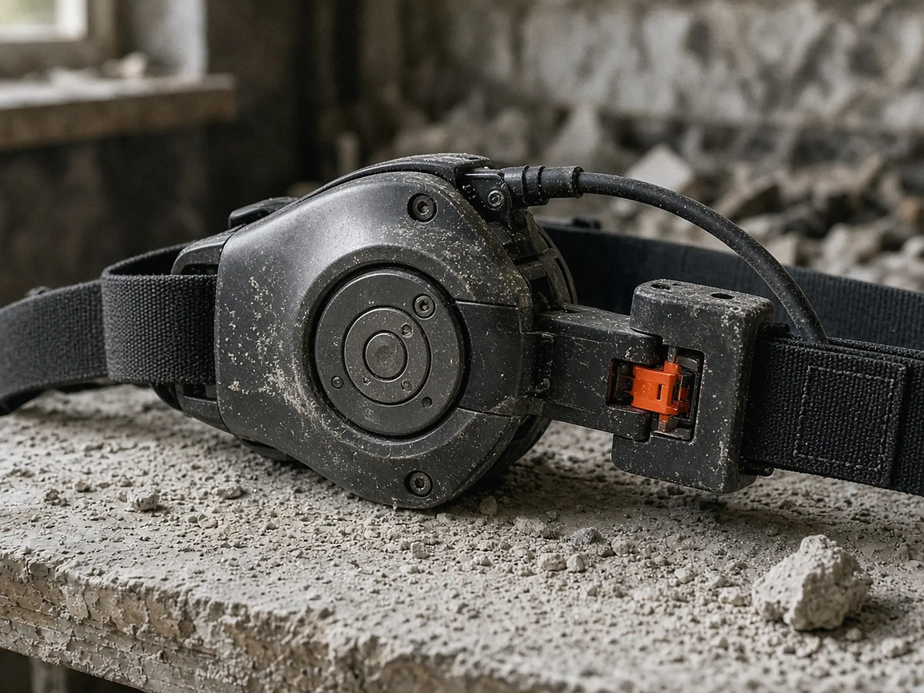 Main gantée réglant l’articulation d’un exosquelette d’épaule, sangles et ressort